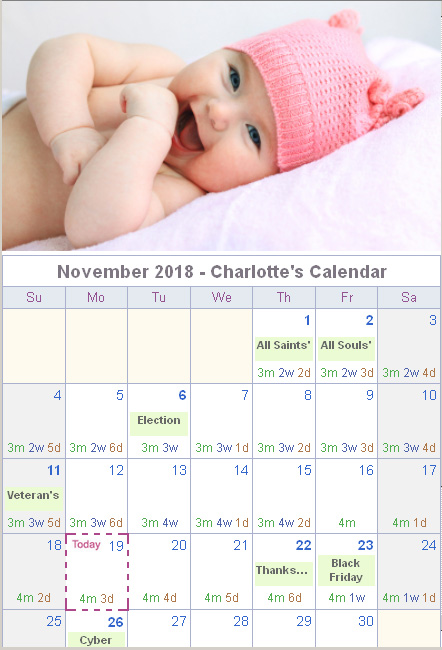 calendar generator printable photo and age calendar whenmybaby