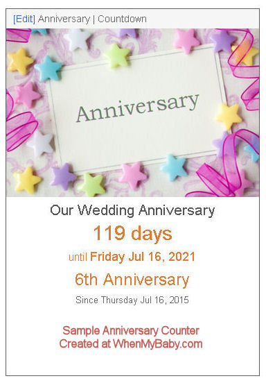 Anniversary Countdown - how long until anniversary, with years since initial date.