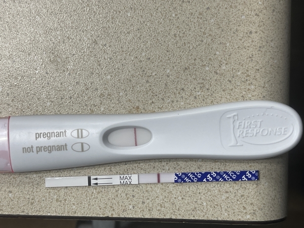positive pregnancy test first response with a faint line