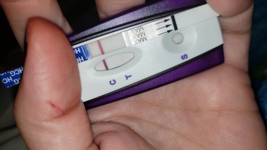 First Signal One Step Pregnancy Test, 9 Days Post Ovulation, FMU, Cycle Day 28
